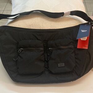 Reebok Black Nylon Dual-Pocket Crossbody Bag